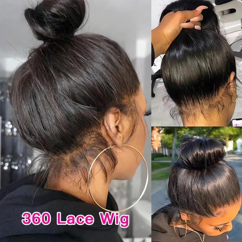 Hd 360 Full Lace Wig 100% Human Hair Pre Plucked Hd Lace Wig Human Hair Wigs 36 Inch Bone Straight Lace Frontal Wig For Women