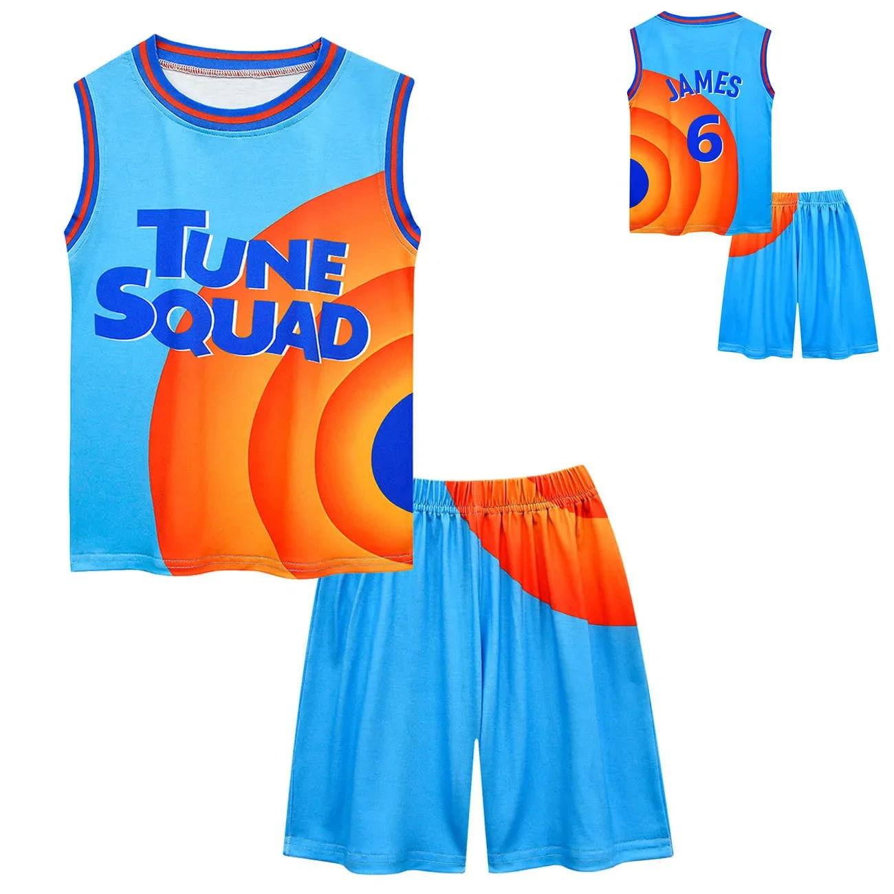 72th Anime Boys & Girls Space Jam 2 Tune Squad Basketball Jersey Set - Kids Sports Cosplay Vest & Shorts Tracksuit Unifo