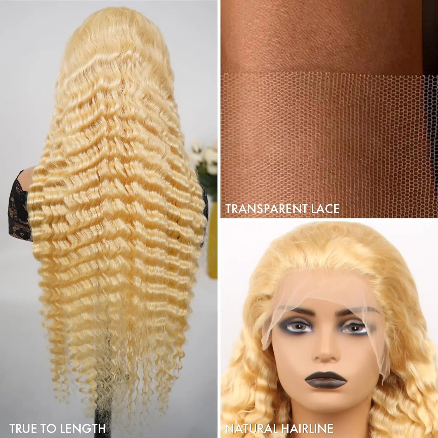 613 Lace Front Wig Human Hair Deep Wave 30 Inch 13x4 HD Transparent Lace Front Wigs 200 Density Curly PrePlucked For Black Women