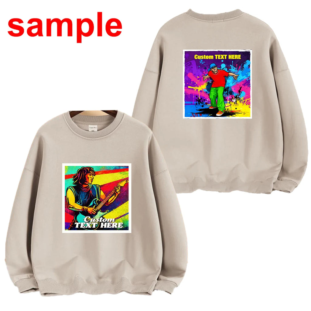 500gsm Cotton Men's Plush Thick O-Neck Sweatshirts Custom Print Logo Drop Shoulders Pullover Oversized Casual Women's Hoodies