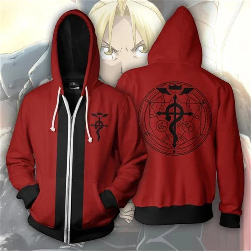 2025 New Fullmetal Alchemist Edward Elric's Autumn Zipper Jacket Hoodie Coat Anime Cosplay Sweatshirts Tracksuits Tops Cl ☆wrl☆