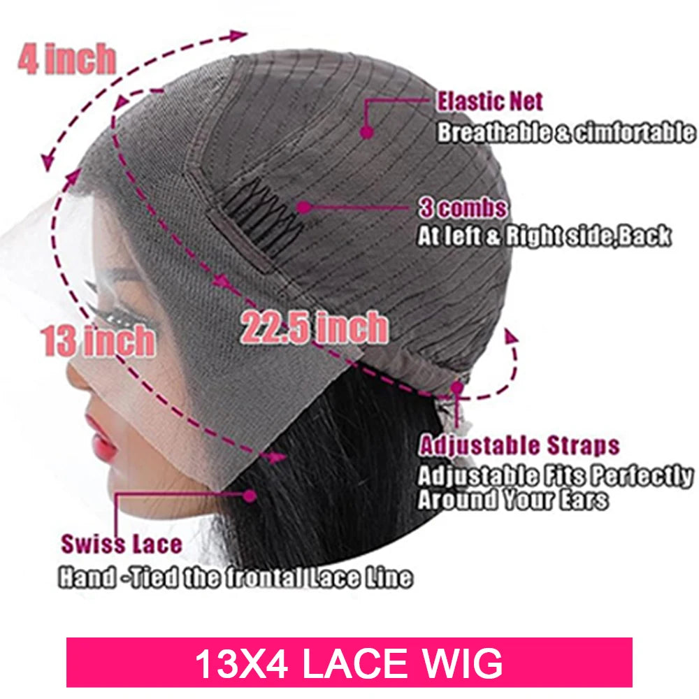 Stock Clearance 13x4 Transparent Lace Frontal Human Hair Wigs Straight Wig 200 Density Remy Pre Plucked Bleached Knots