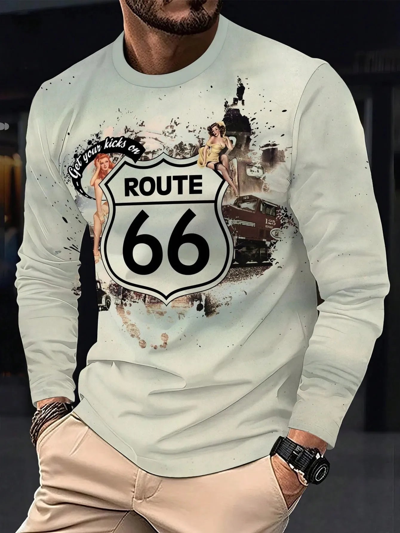 New men's long-sleeved T-shirt for Spring and Autumn 2025 featuring street fashion and comfort with 3D digital printing