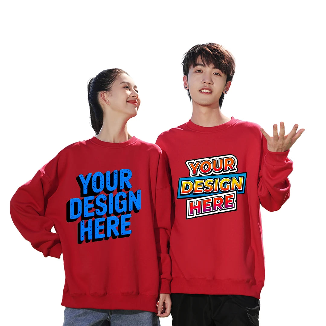 500gsm Cotton Men's Plush Thick O-Neck Sweatshirts Custom Print Logo Drop Shoulders Pullover Oversized Casual Women's Hoodies