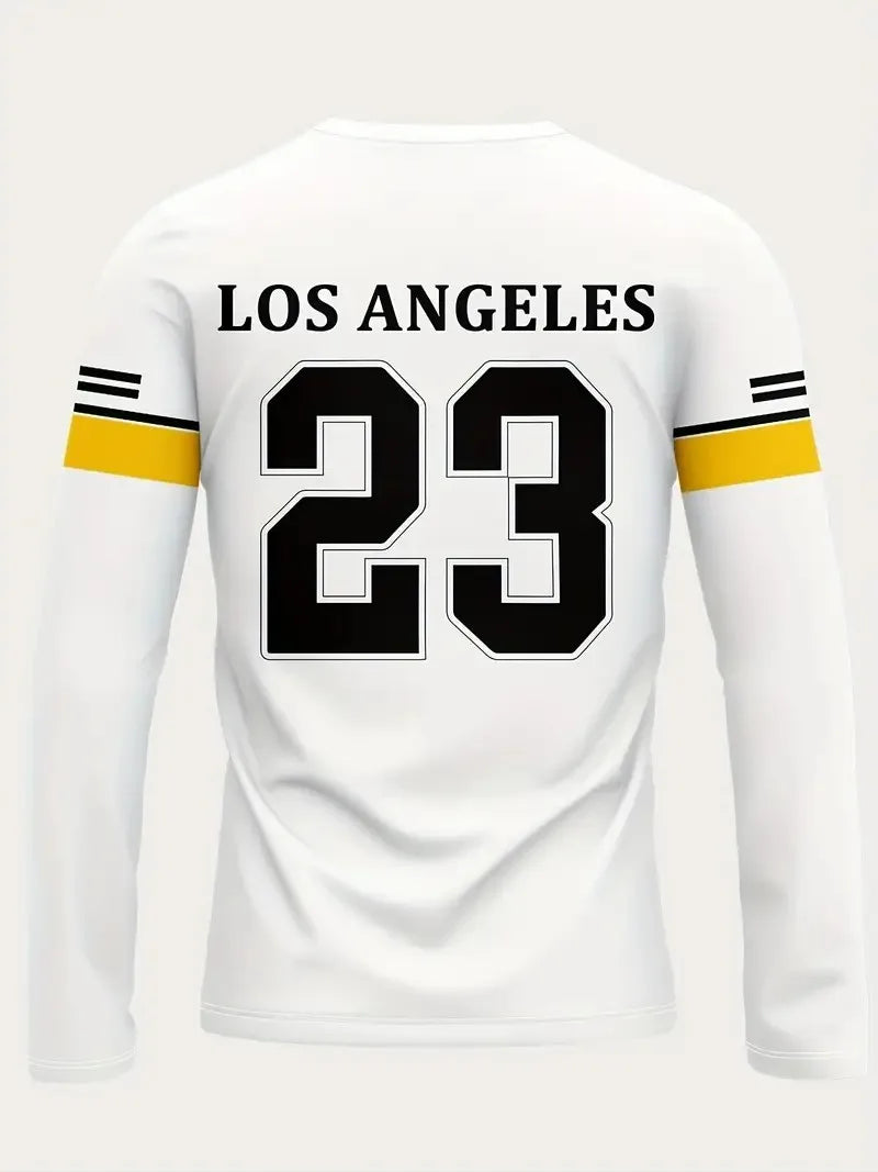 The new men's long-sleeved T-shirt for Spring and Autumn 2025 is fashionable and comfortable with 3D digital pattern printing
