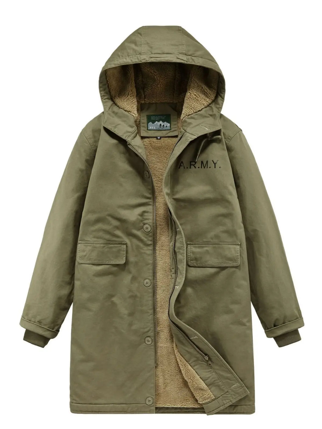 Winter Retro Cotton-padded Navy Overcoat Mid-length N1 Deck Suit Trendy Hooded Thick Cotton-padded Jacket Men's Lambswool Coat
