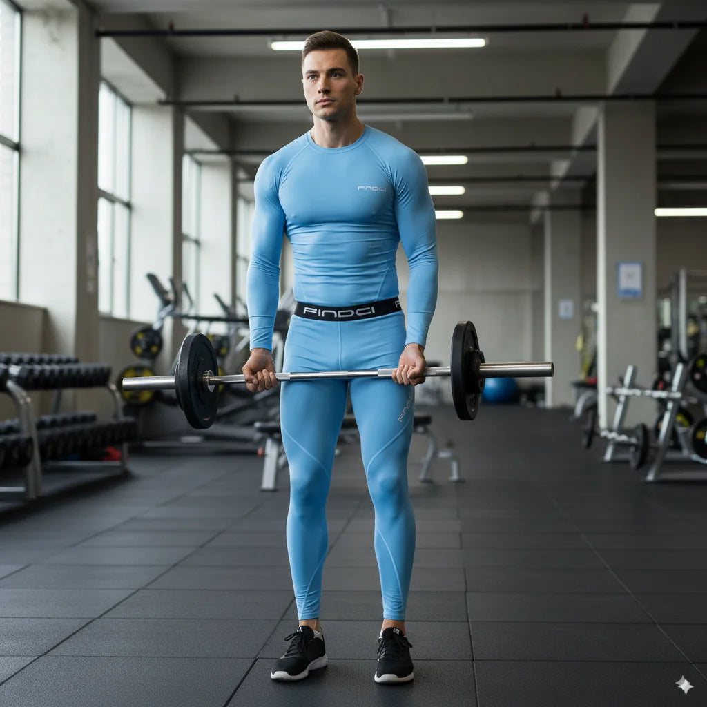 FINDCI Men's Sports Running Set Compression Shirt + Pants Skin-Tight Long Sleeves Quick Dry Fitness Tracksuit Gym Yoga Suits