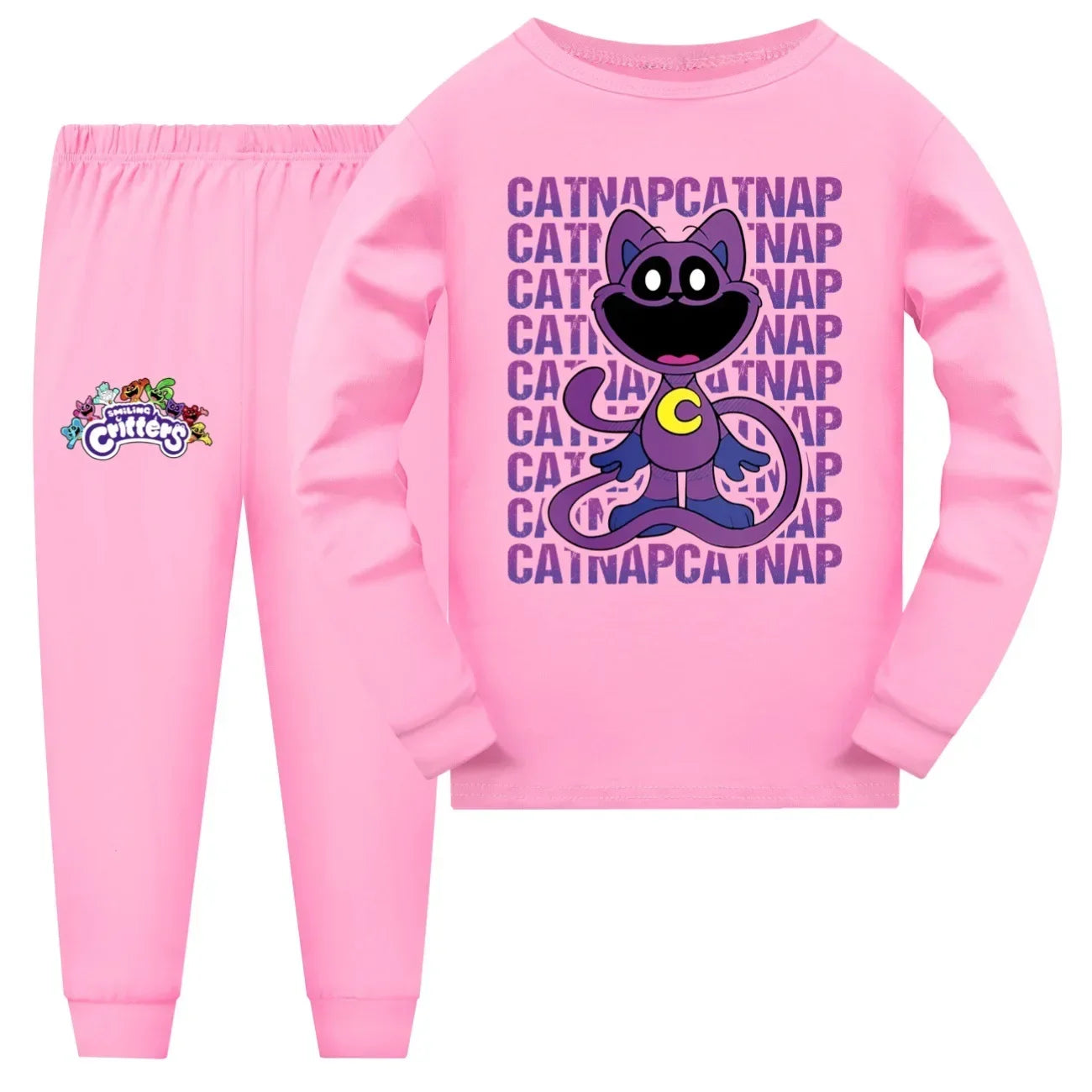 72th Anime Cosplay Smiling catnap child pajama set baby girls tracksuit teenage boys Long Sleeve T Shirt pants suit sleepwear