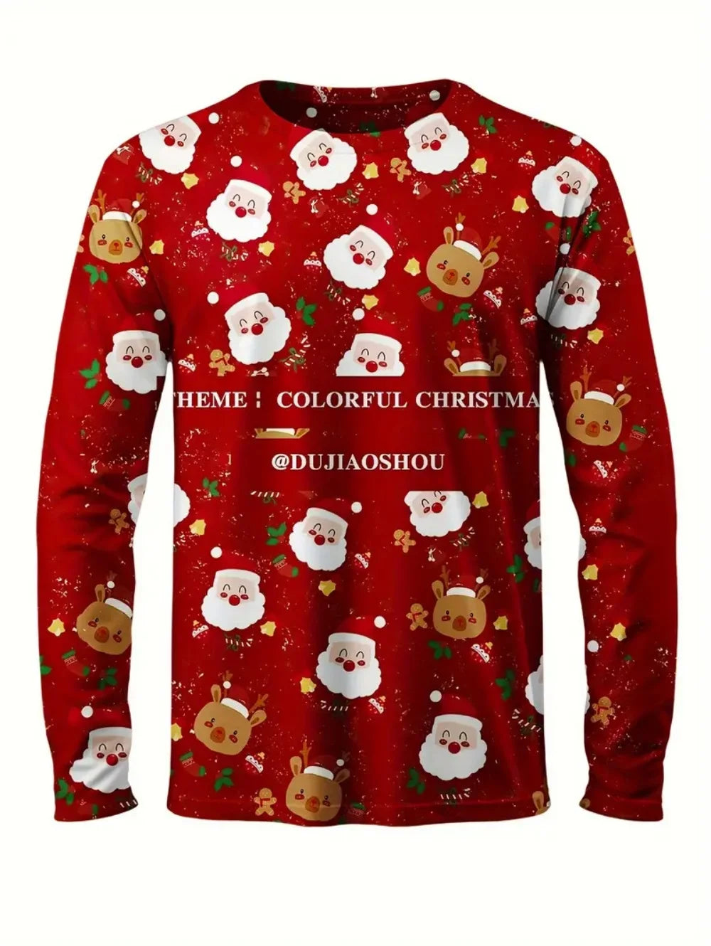 New Santa Claus Skateboarding Men's Long Sleeve T-shirt Trend Street Men's Clothing Funny Tee Spring And Autumn Casual Men's Top