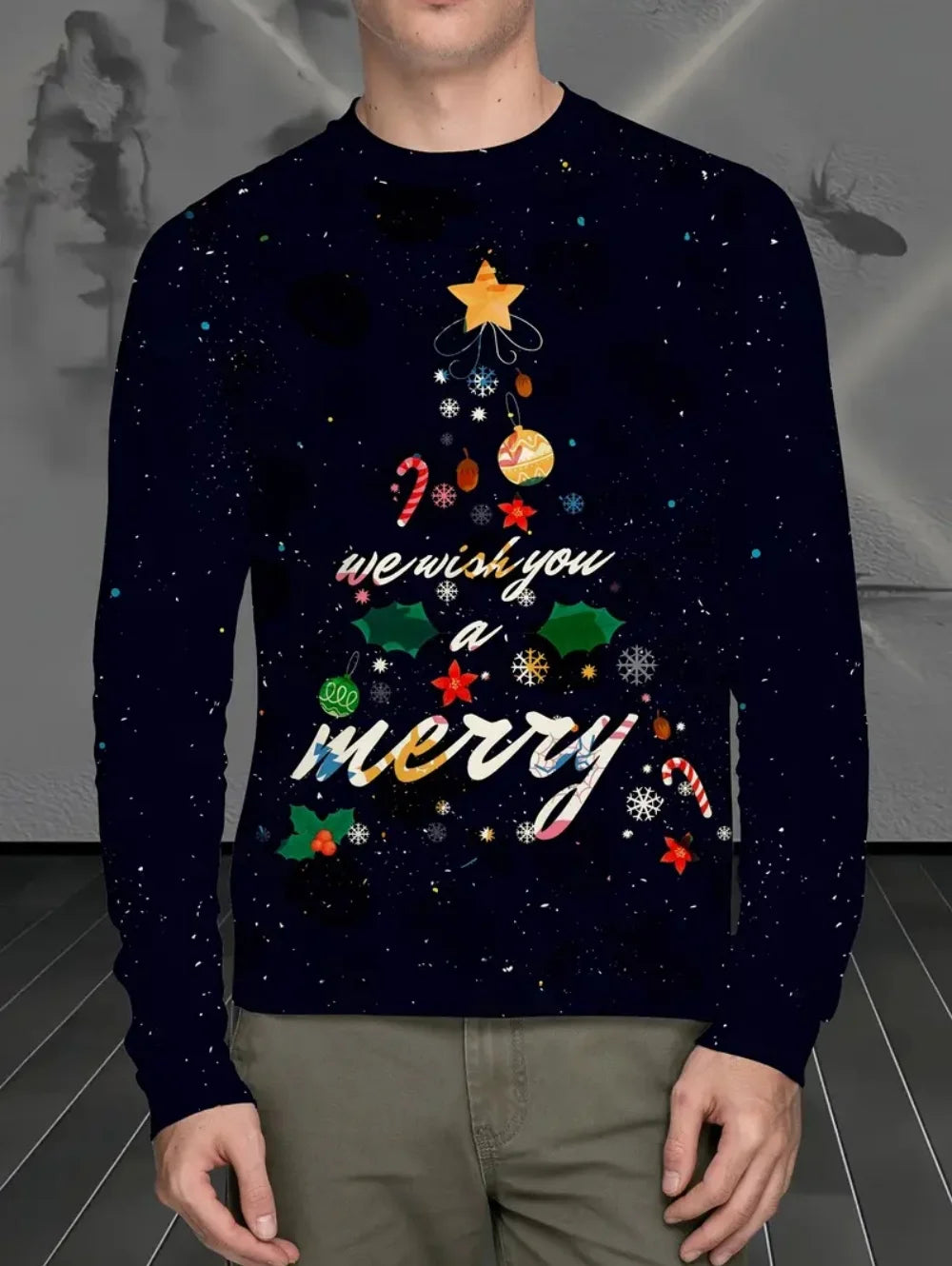 New Santa Claus Skateboarding Men's Long Sleeve T-shirt Trend Street Men's Clothing Funny Tee Spring And Autumn Casual Men's Top