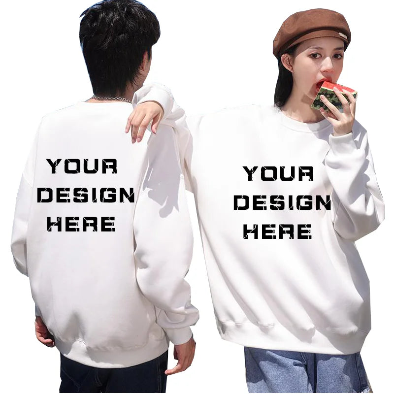 500gsm Cotton Men's Plush Thick O-Neck Sweatshirts Custom Print Logo Drop Shoulders Pullover Oversized Casual Women's Hoodies