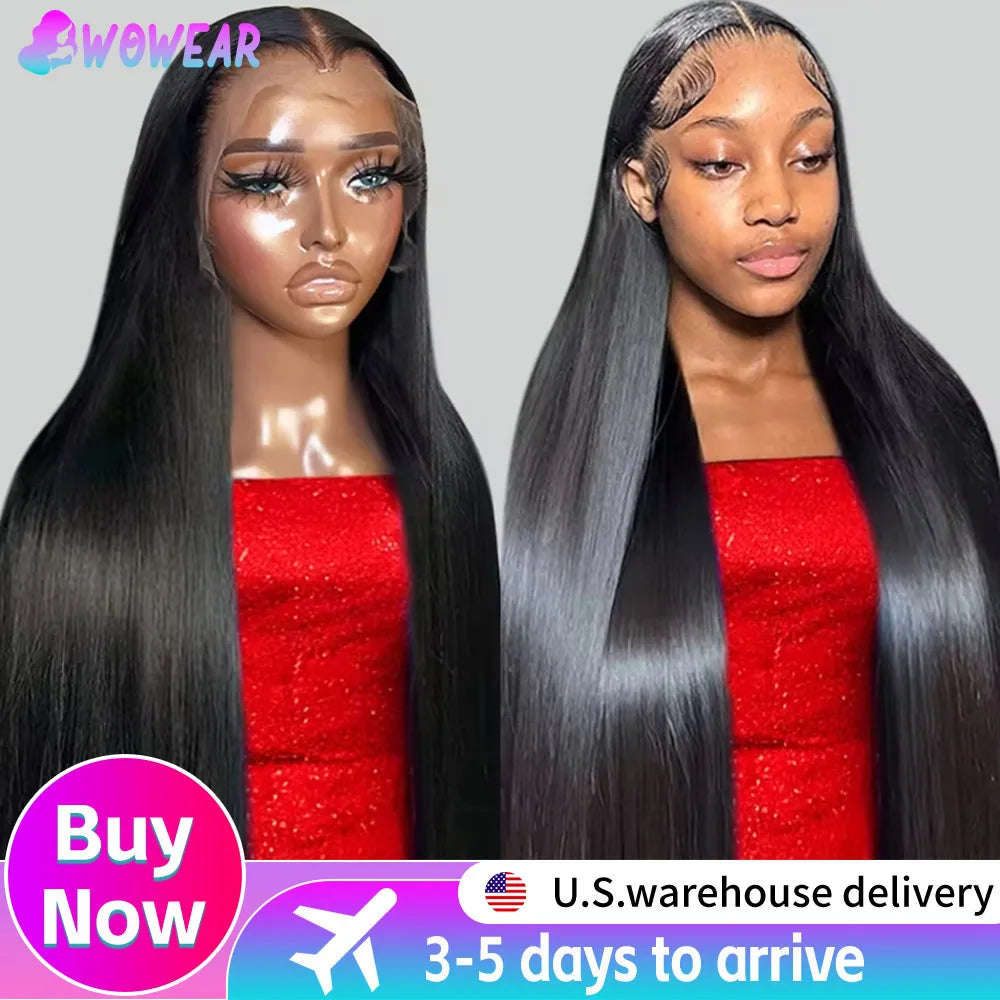 40 Inch 13x6 Hd Lace Frontal Wig Straight Lace Front Wig 13x4 Lace Front Human Hair Wigs Natural Hairline Bleached Knots