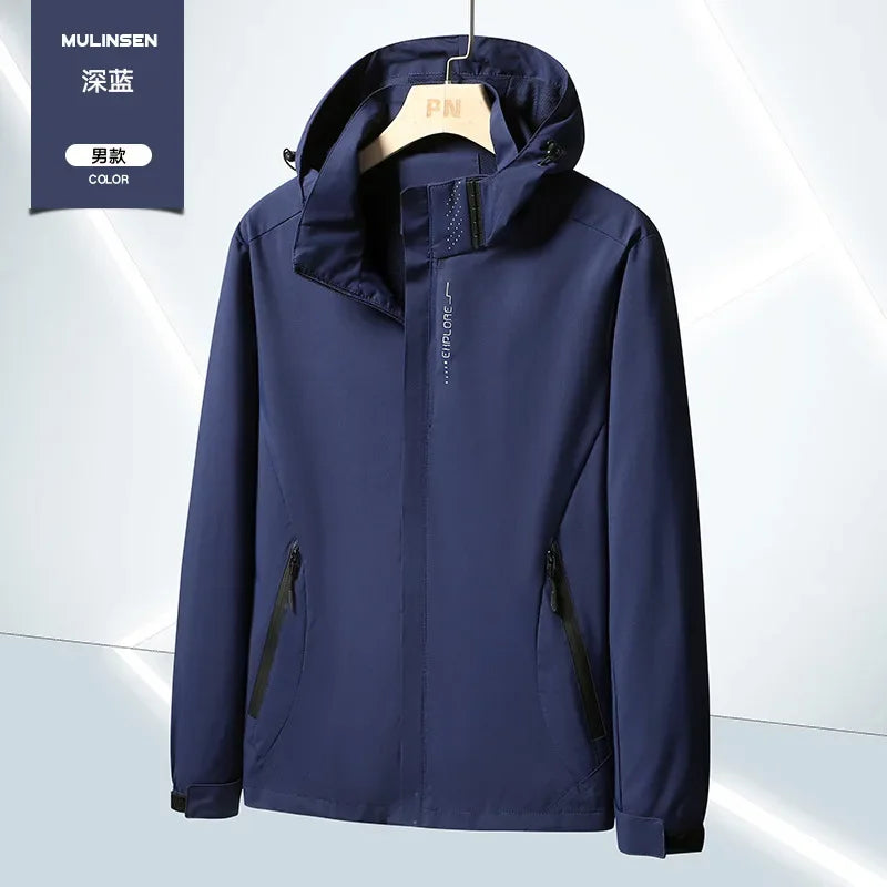 Pop Men Spring And Autumn Men 3-in-1 Casual Jacket Waterproof Sports Versatile Coat Men Baseball Jacket Camping Outdoor Peak Rob