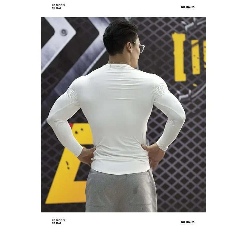 Quick Dry Breathable Long Sleeve T-shirt Men's Slim Fit American Gym Sports Top Fitness Training Workout Casual Wear