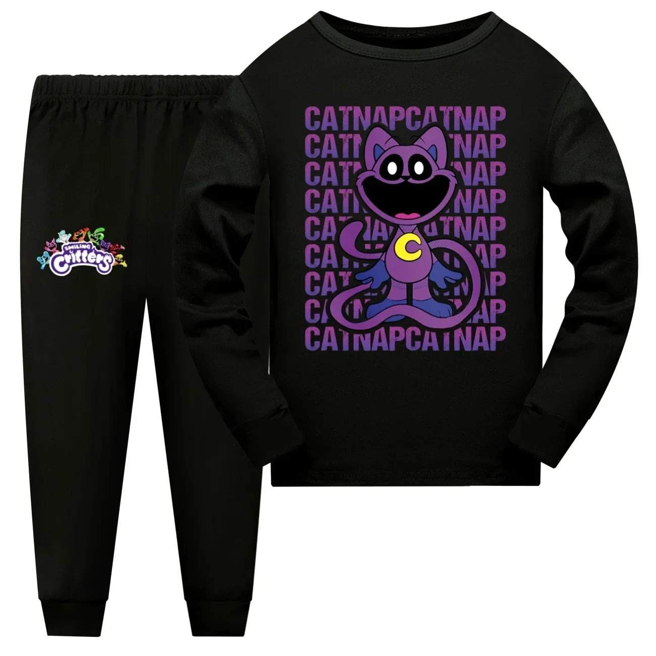 72th Anime Cosplay Smiling catnap child pajama set baby girls tracksuit teenage boys Long Sleeve T Shirt pants suit sleepwear