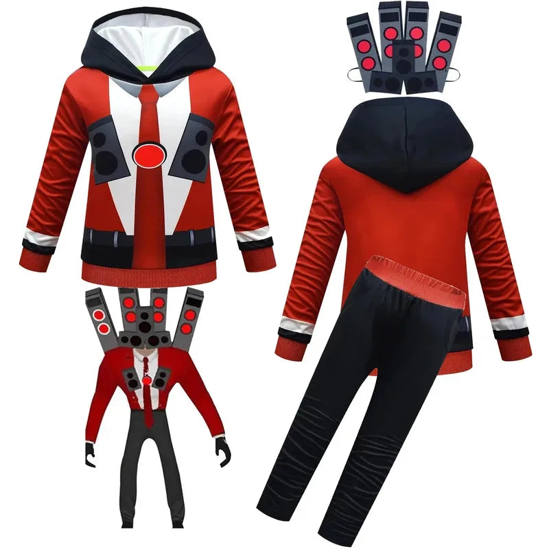 Skibidi Toilet Child Kids Speaker Man Titan Speakerman Costume Cosplay Halloween Hoodie Pants Boy Tracksuit Sports lf[5