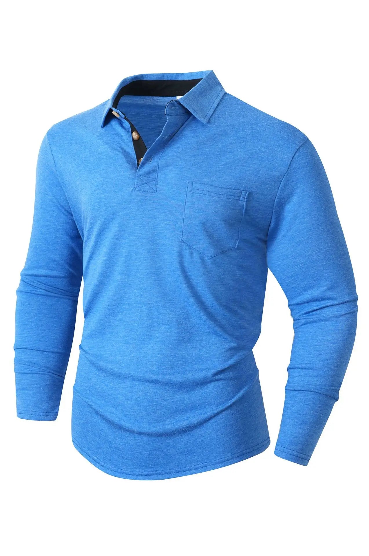 Autumn and Winter Men's Long-sleeved Lapel T-shirt Men's POLO Shirt Tops Bottoming Shirt