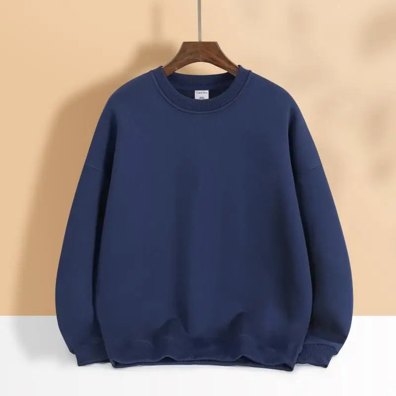 500gsm Cotton Men's Plush Thick O-Neck Sweatshirts Custom Print Logo Drop Shoulders Pullover Oversized Casual Women's Hoodies