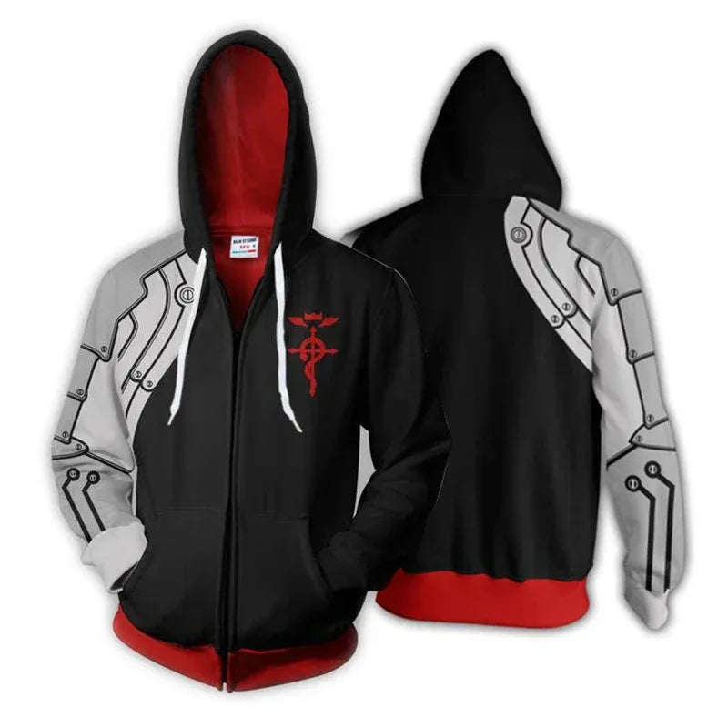 2025 New Fullmetal Alchemist Edward Elric's Autumn Zipper Jacket Hoodie Coat Anime Cosplay Sweatshirts Tracksuits Tops Cl ☆wrl☆