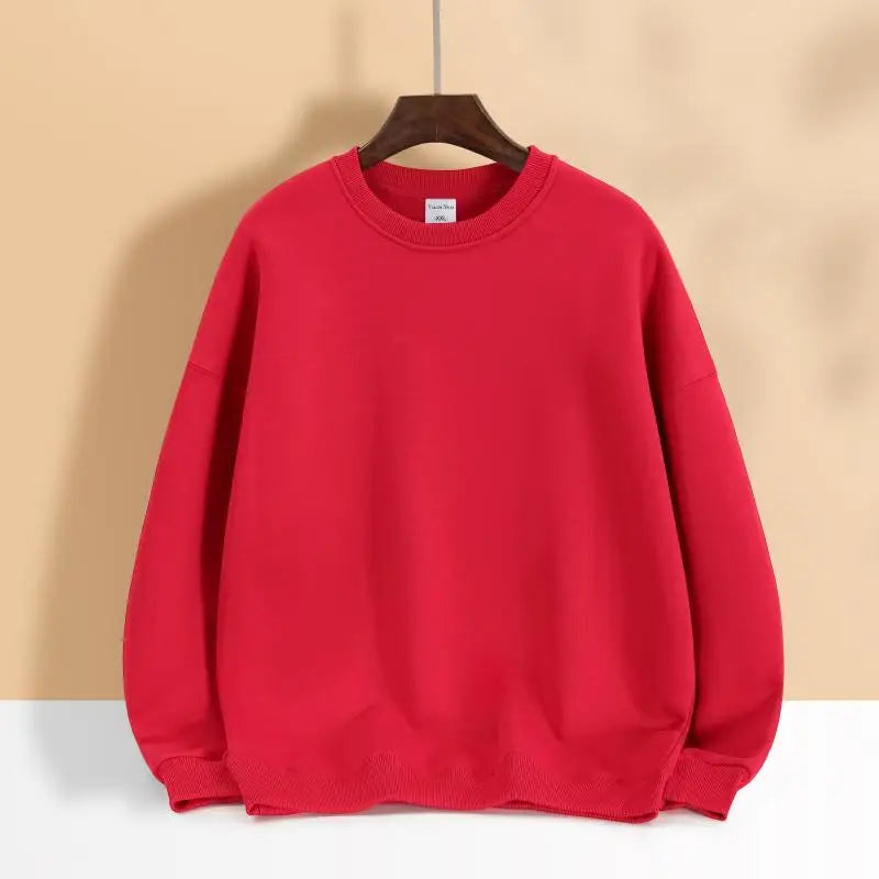 500gsm Cotton Men's Plush Thick O-Neck Sweatshirts Custom Print Logo Drop Shoulders Pullover Oversized Casual Women's Hoodies