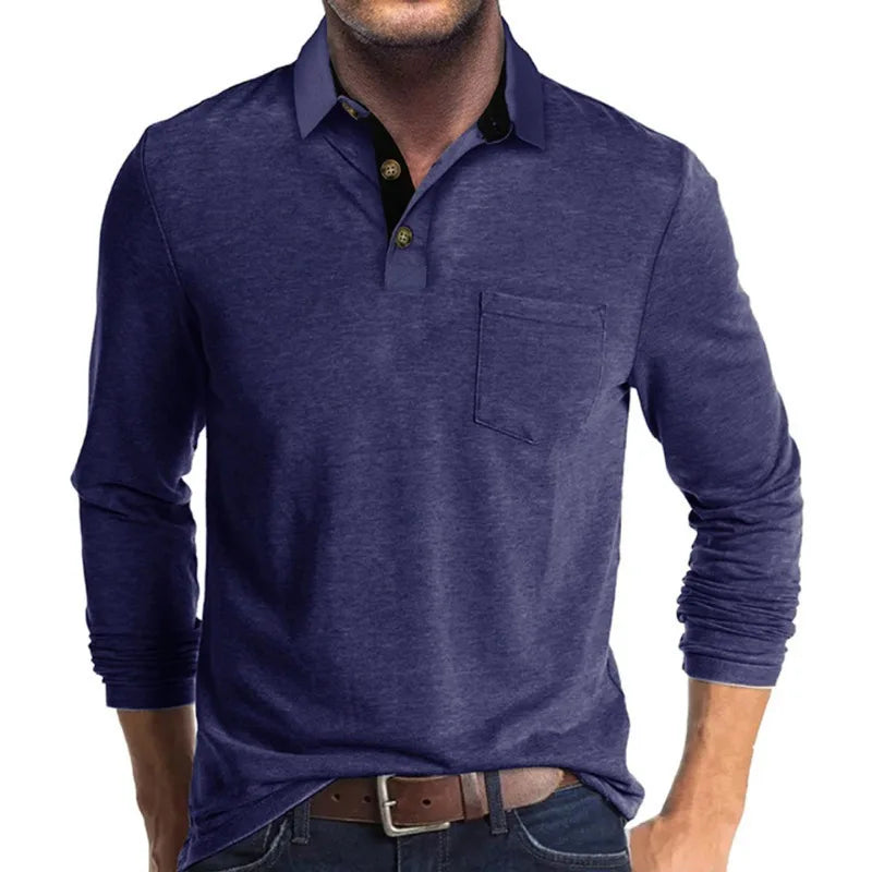 Autumn and Winter Men's Long-sleeved Lapel T-shirt Men's POLO Shirt Tops Bottoming Shirt