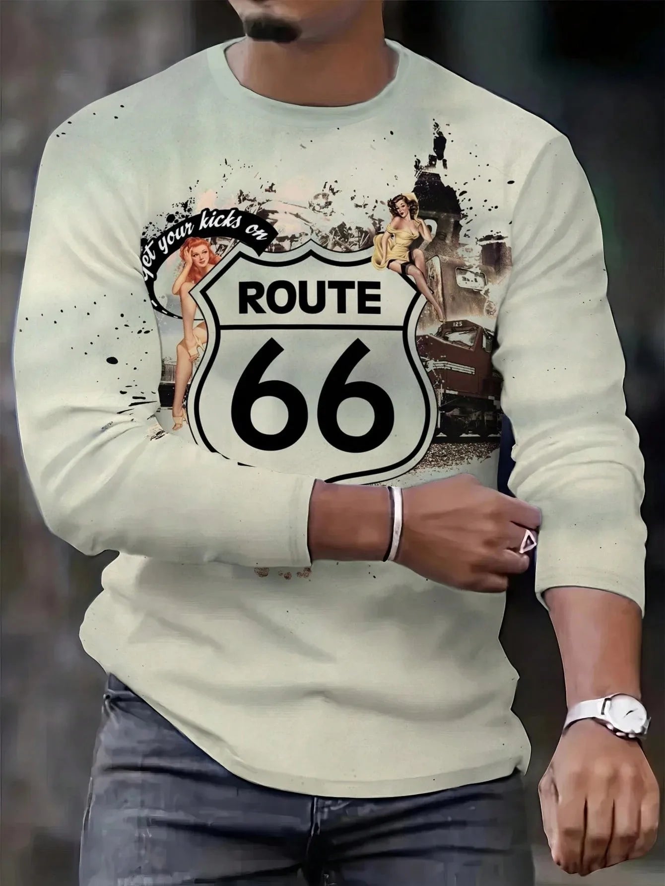 New men's long-sleeved T-shirt for Spring and Autumn 2025 featuring street fashion and comfort with 3D digital printing