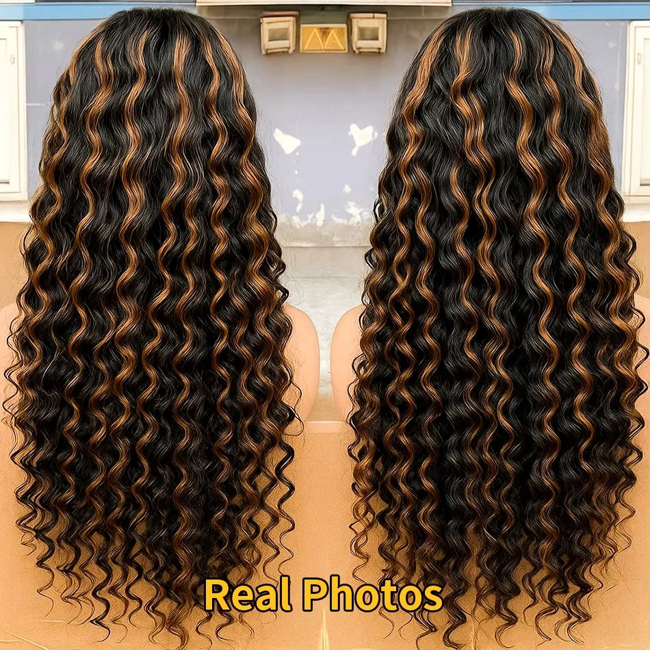 Wewave Curly Wigs 1b30 Highlight Wig Water Wave 36 Inch 13x6 Lace Front Human Hair Wig Human Hair Deep Wave Frontal Wig
