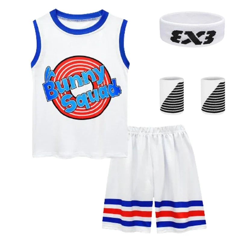 72th Anime Boys & Girls Space Jam 2 Tune Squad Basketball Jersey Set - Kids Sports Cosplay Vest & Shorts Tracksuit Unifo
