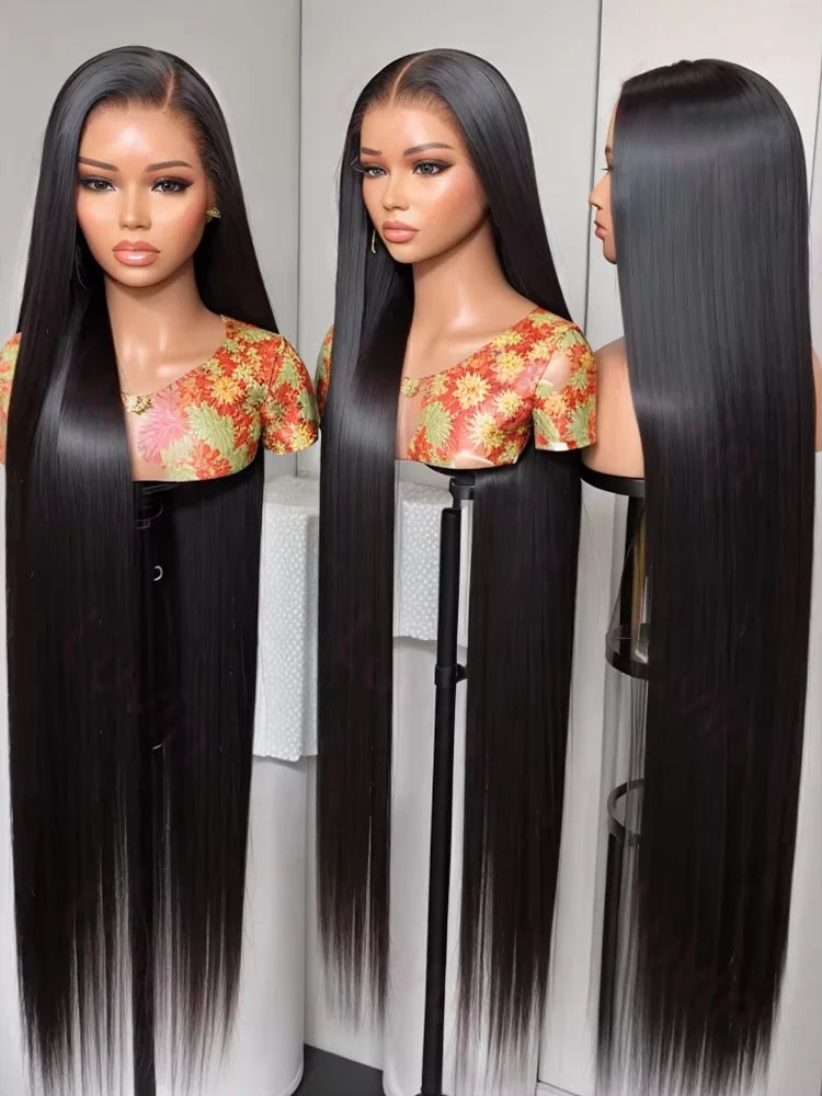 250% Density 40 inch Straight Lace Front Wigs Human Hair 13x6 HD Lace Frontal Wig Women PrePluck Brazilian Glueless Closure Wigs