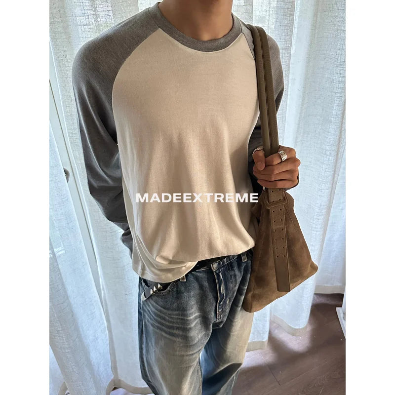 EME Merino Wool Long Sleeve Retro Basic Casual Crew Neck Raglan Sleeve Base Shirt T-Shirt Top for Men and Women