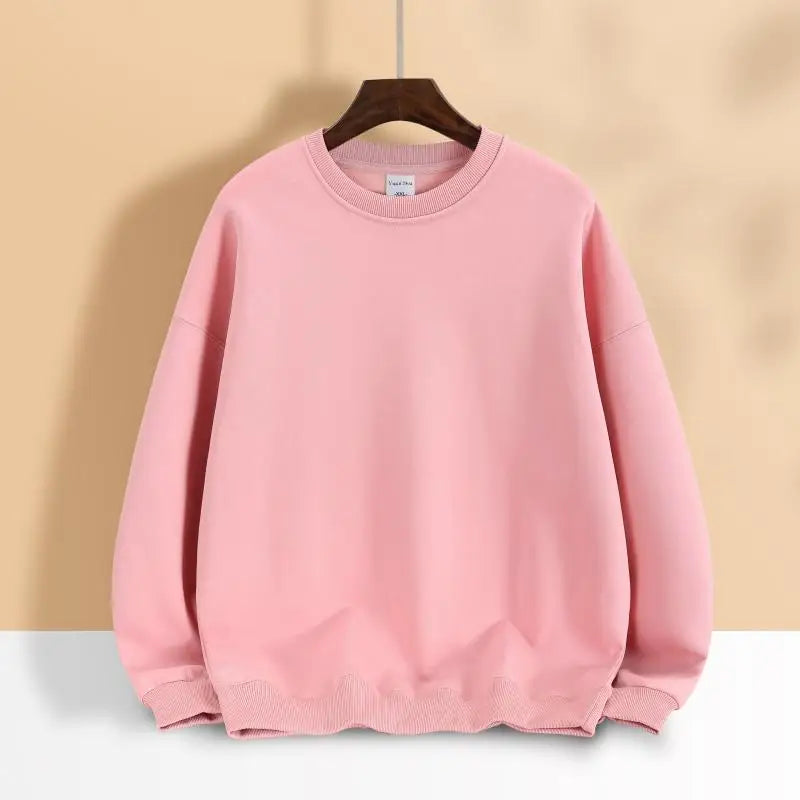 500gsm Cotton Men's Plush Thick O-Neck Sweatshirts Custom Print Logo Drop Shoulders Pullover Oversized Casual Women's Hoodies