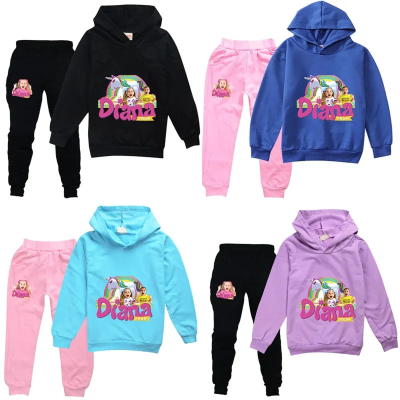 AIAI 2025Diana and Roma Show Clothes Kids Autumn Clothing Baby Girls Cartoon Hoodies Pants Sets Toddler Boys Casual Tracksuit