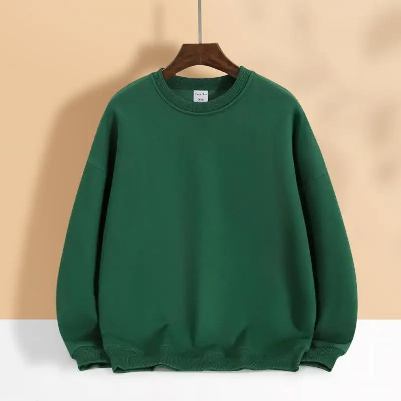 500gsm Cotton Men's Plush Thick O-Neck Sweatshirts Custom Print Logo Drop Shoulders Pullover Oversized Casual Women's Hoodies