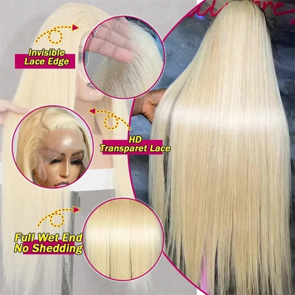 Wewave Straight Hd Lace Frontal Wig 13x6 Blonde Wig 613 38 Inch Wigs Human Hair Hd Frontal 13x4 Bleached Knoted For Woman