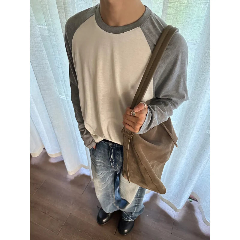 EME Merino Wool Long Sleeve Retro Basic Casual Crew Neck Raglan Sleeve Base Shirt T-Shirt Top for Men and Women