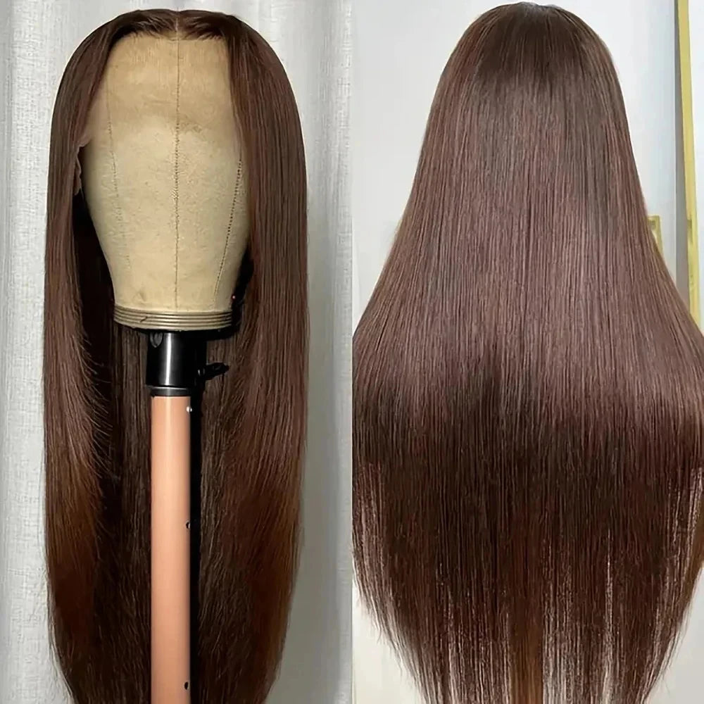 Nexora Brown Human Hair Wig Straight Hd Lace Frontal Wig 13x6 Chocolate Brown Bleached Knoted Brazilian Wigs Original Flash Sale