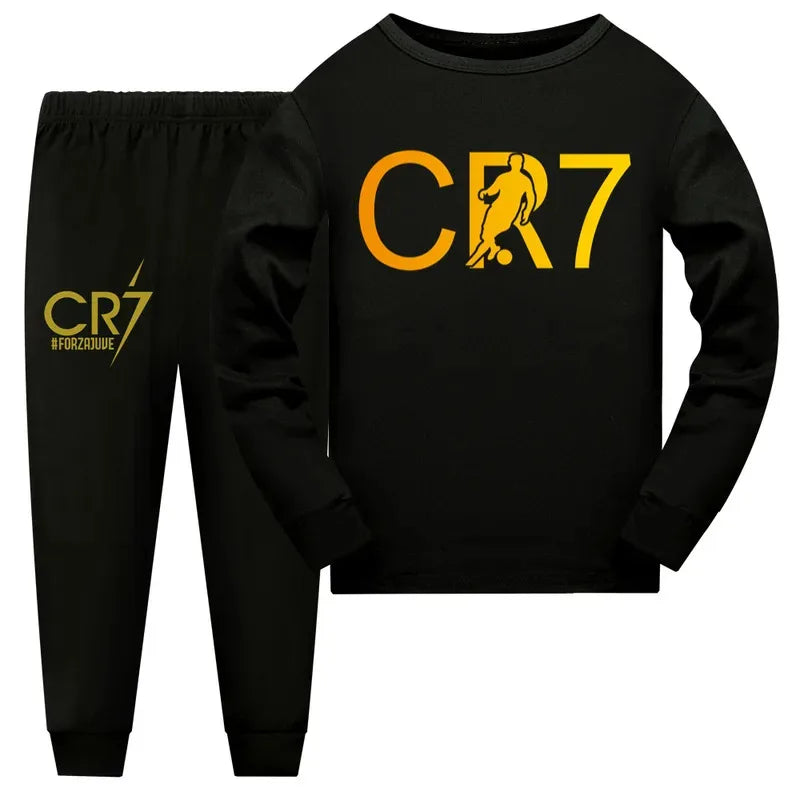 CR7 Series Clothes Kids Autumn Hooded Boys Summer T-shirt Girls Tracksuit Sportswear Hoodies and Pant Set  Children's Pajamas