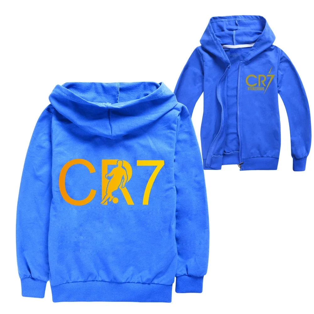 CR7 Series Clothes Kids Autumn Hooded Boys Summer T-shirt Girls Tracksuit Sportswear Hoodies and Pant Set  Children's Pajamas