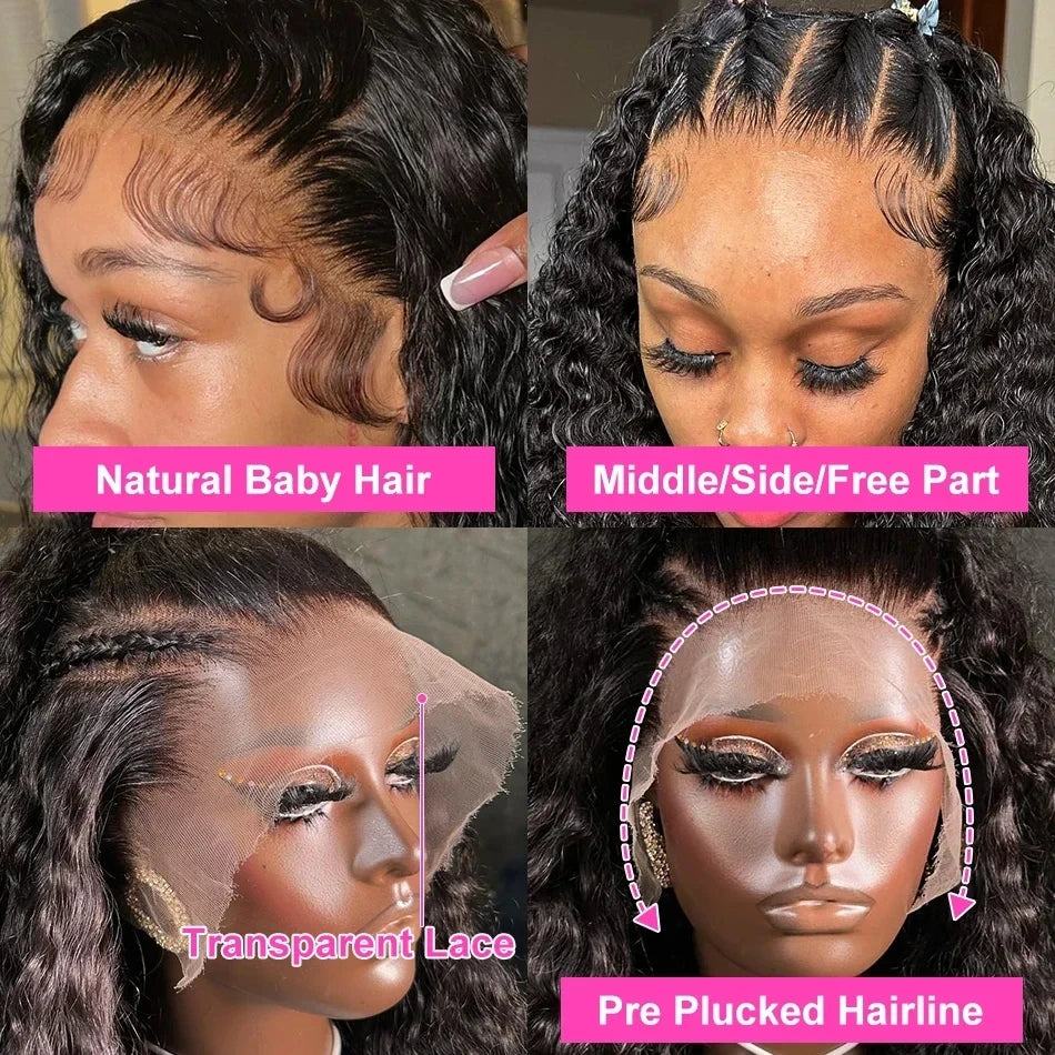 Deep Wave 13x6 13x4 Lace Frontal Human Hair Wigs Deep Curly 13x4 Lace Human Hair Wig For Black Woman 100% Brazilian Remy Hair